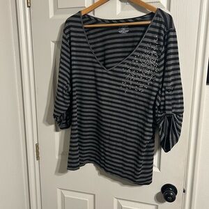 Lane Bryant Striped Black and Gray Women's Top